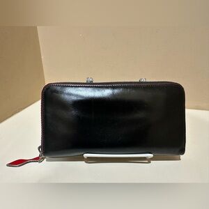 Christian LOUBOUTIN Black Leather Zip Wallet